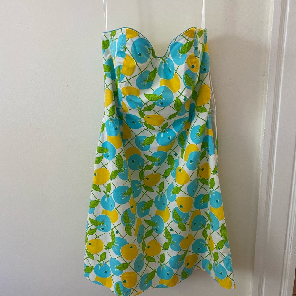 Lily Pulitzer Strapless Lemon Mini Dress with Cutout